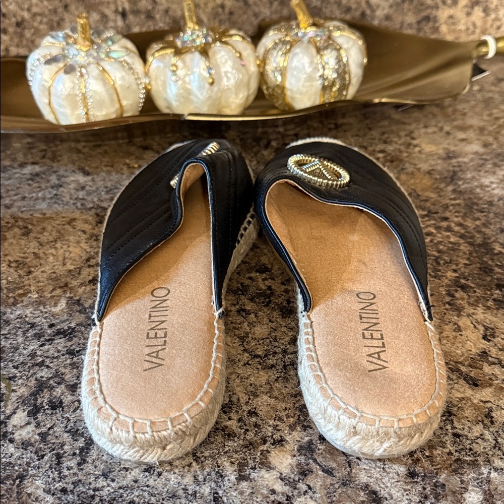 Valentino Black Quilted Espadrille Mules - Picture 6 of 7